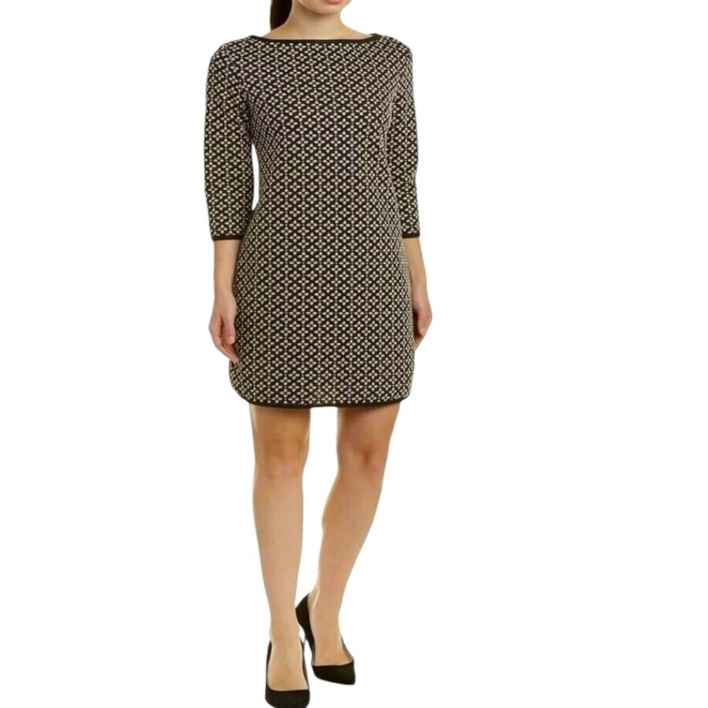 Max Studio Jacquard Mini Dress Bateau Neck Medium NWT